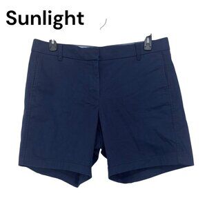 J.Crew Womens Navy Classic Chino Shorts Size 14 Cotton Twill Mid Rise Casual